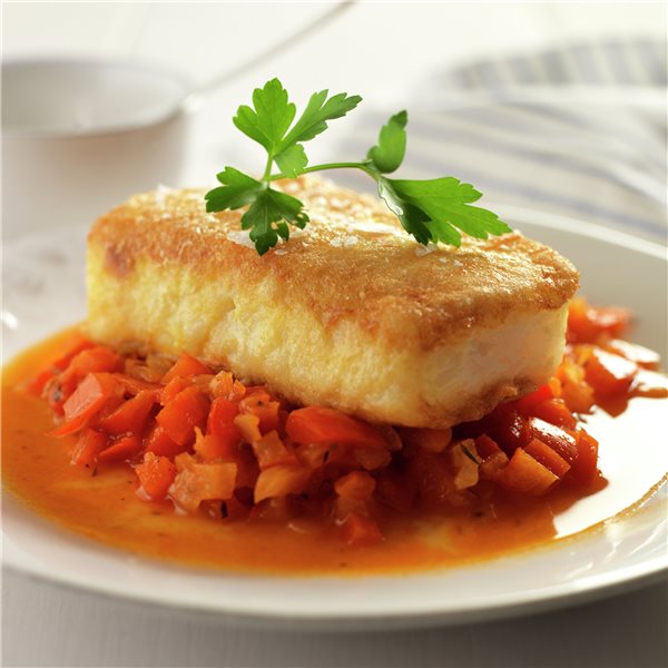 Chopped cod with pepper sauce (very easy)
