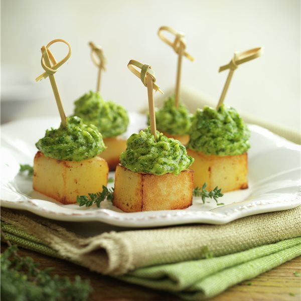Potato cubes with herbs