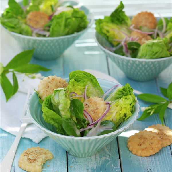 Caesar Salad with Parmesan Crackers