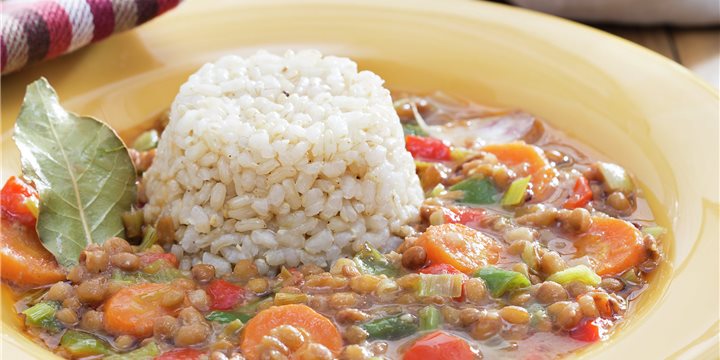 Lentejas con verduras y flanecitos de arroz - Lecturas