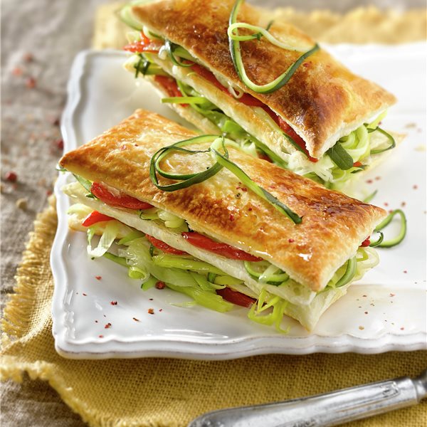 Mille-feuille puff pastry with vegetables