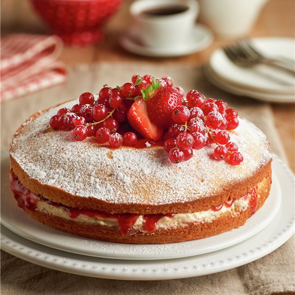 Victoria cake: sponge cake with buttercream and strawberry
