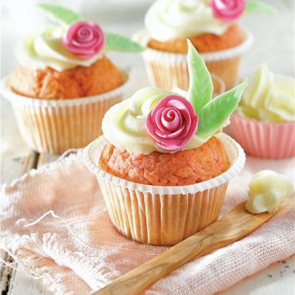 Cupcakes de rosas y vainilla