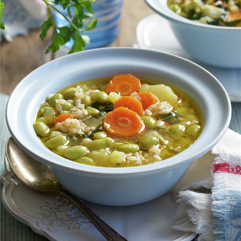 Potaje de soja verde con arroz y verduras - Lecturas