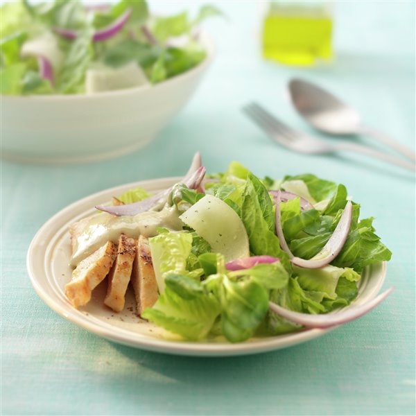 Caesar salad with chicken strips