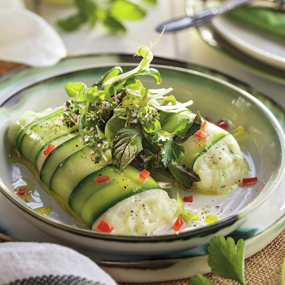 RULOS DE CALABACÍN CON BRANDADA DE BACALAO