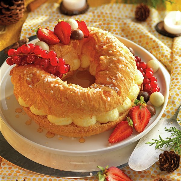 Roscón de Reyes rápido con crema pastelera