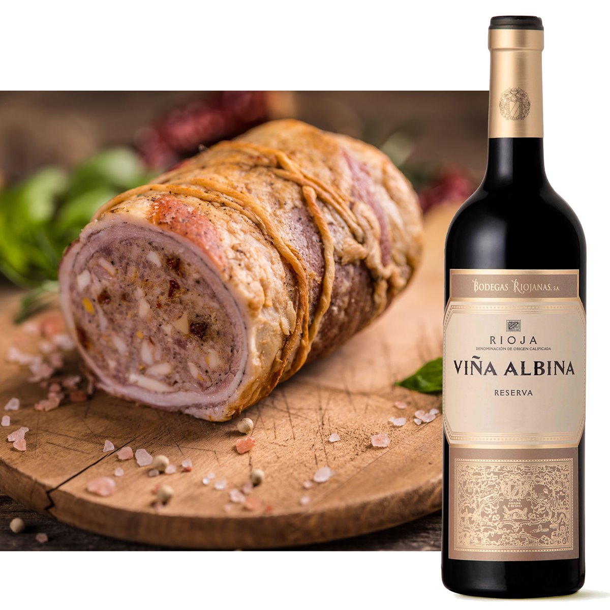 aleta de ternera rellena con Bodegas Riojanas
