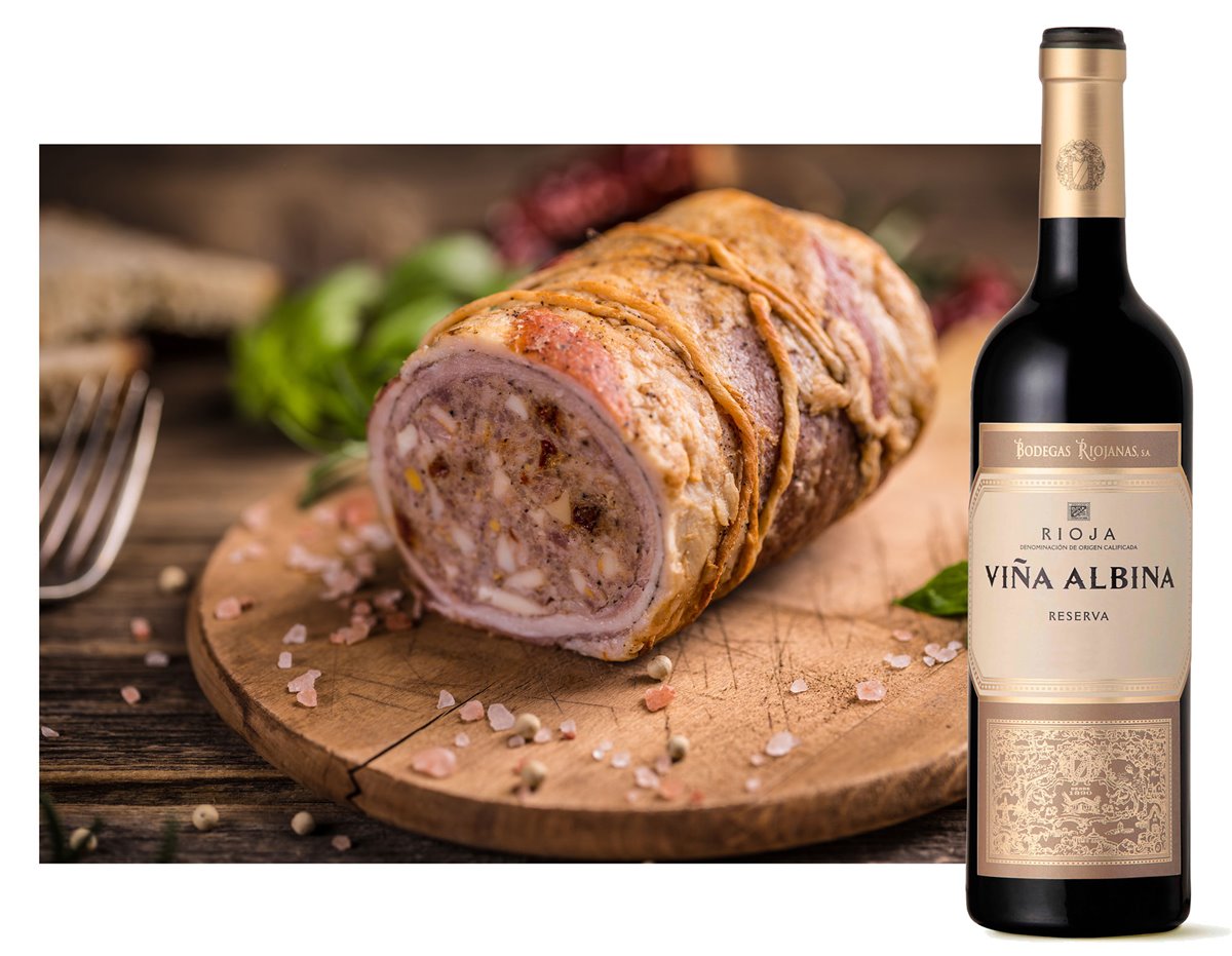aleta de ternera rellena con Bodegas Riojanas