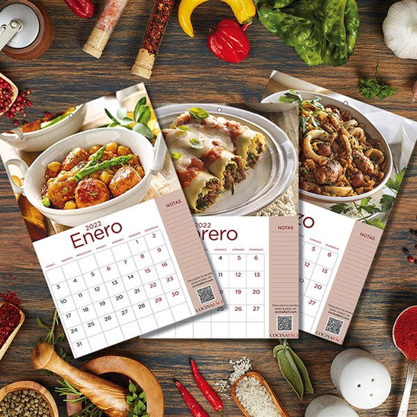 Descarga gratis el calendario del 2022 de Cocina Fácil: 12 meses, 12 recetas
