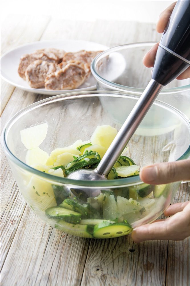 Timbales de solomillo de cerdo y calabacín
