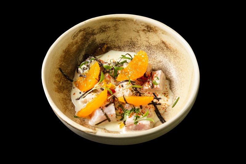 Ceviche Warike de Temporada, con clementina de las Tierras del Ebro