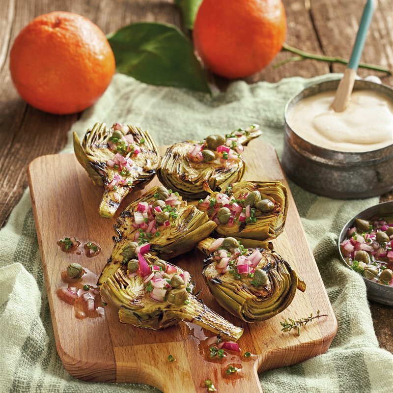 Alcachofas al horno con vinagreta