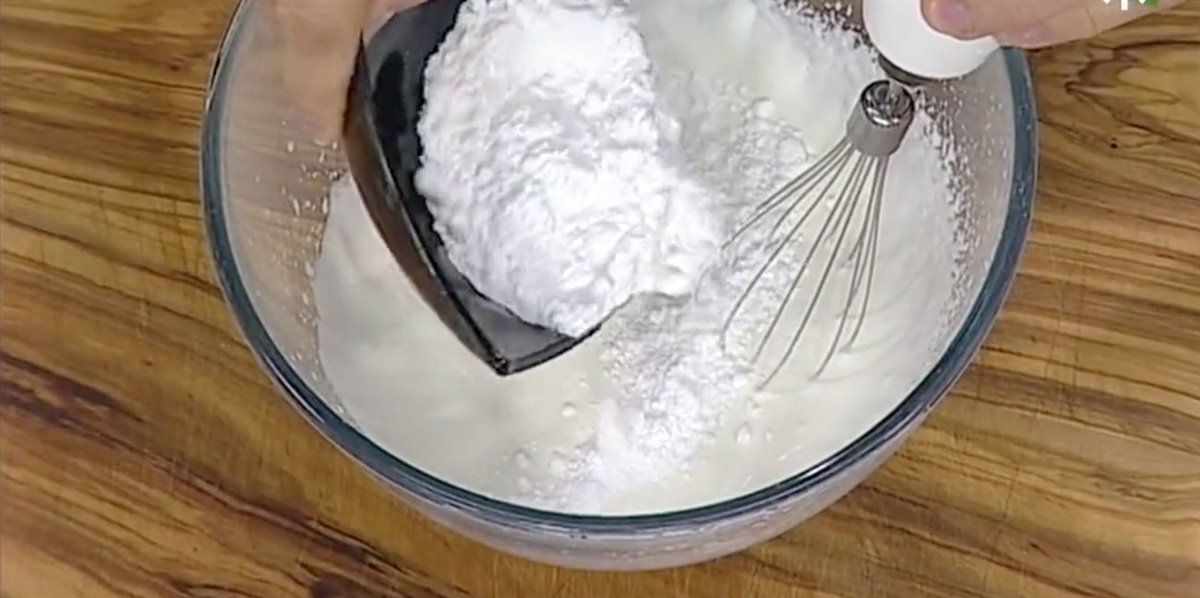 Add sugar to the whipped cream