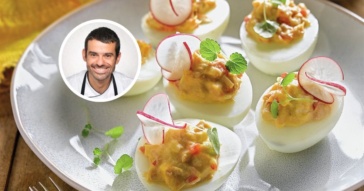 Huevos rellenos de pisto de Enrique Sánchez