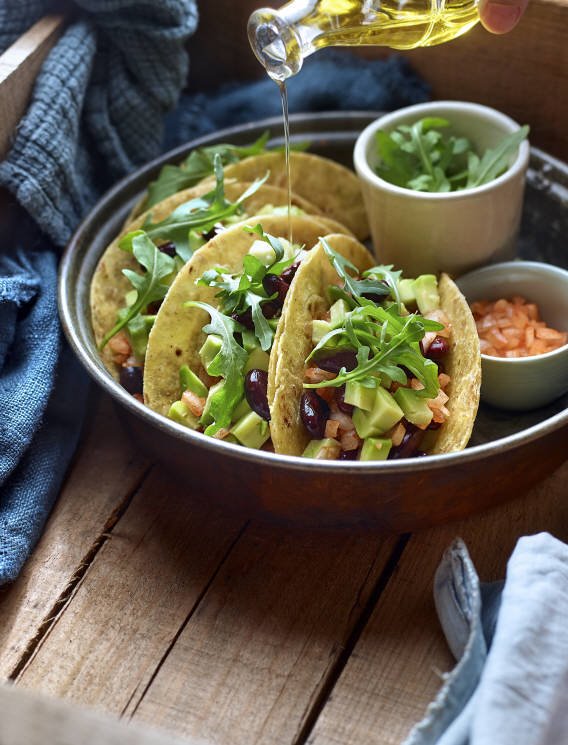 tacos de judías al estilo mexicano