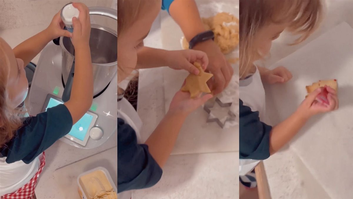 Lola, la hija de Toñi Moreno haciendo galletas
