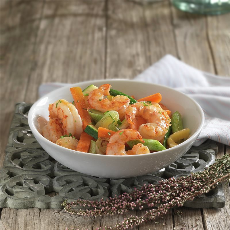 verduras con gambas