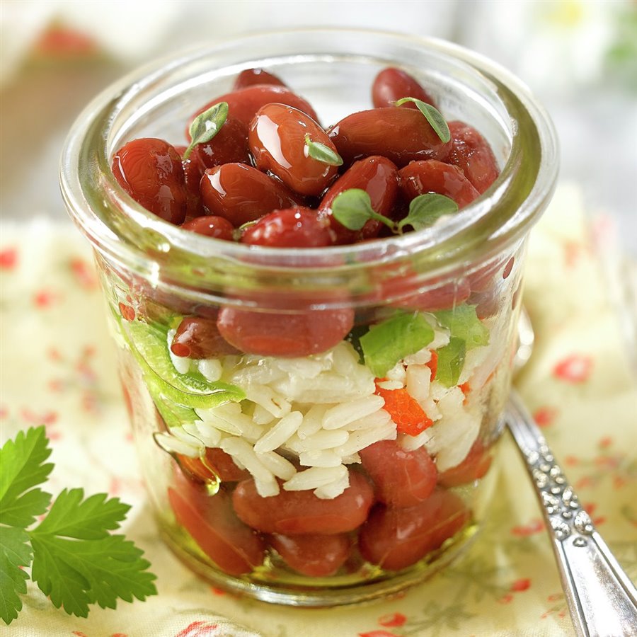 Ensalada De Arroz Y Alubias Rojas (en Vaso)