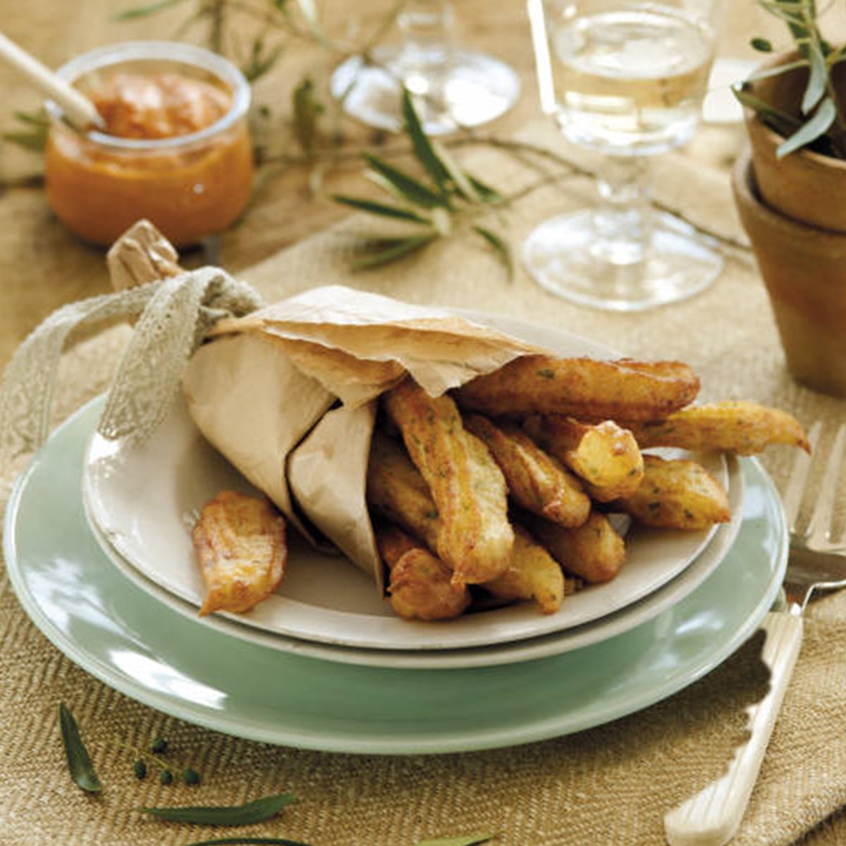 churros de buñuelos de bacalao