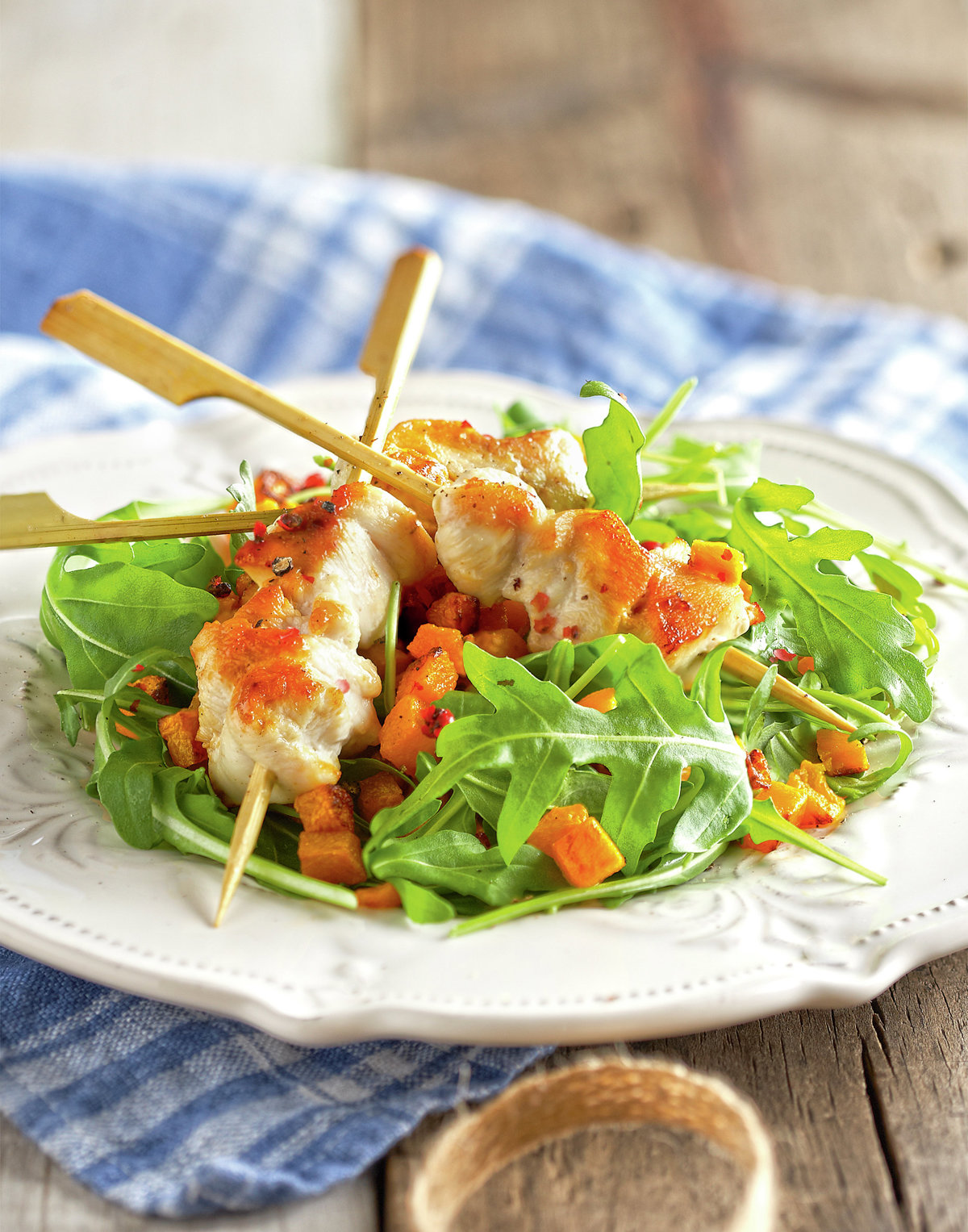 BROCHETAS DE POLLO CON CALABAZA