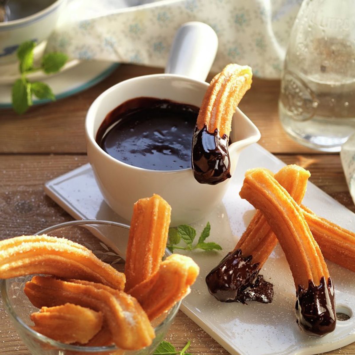 Churros caseros con chocolate