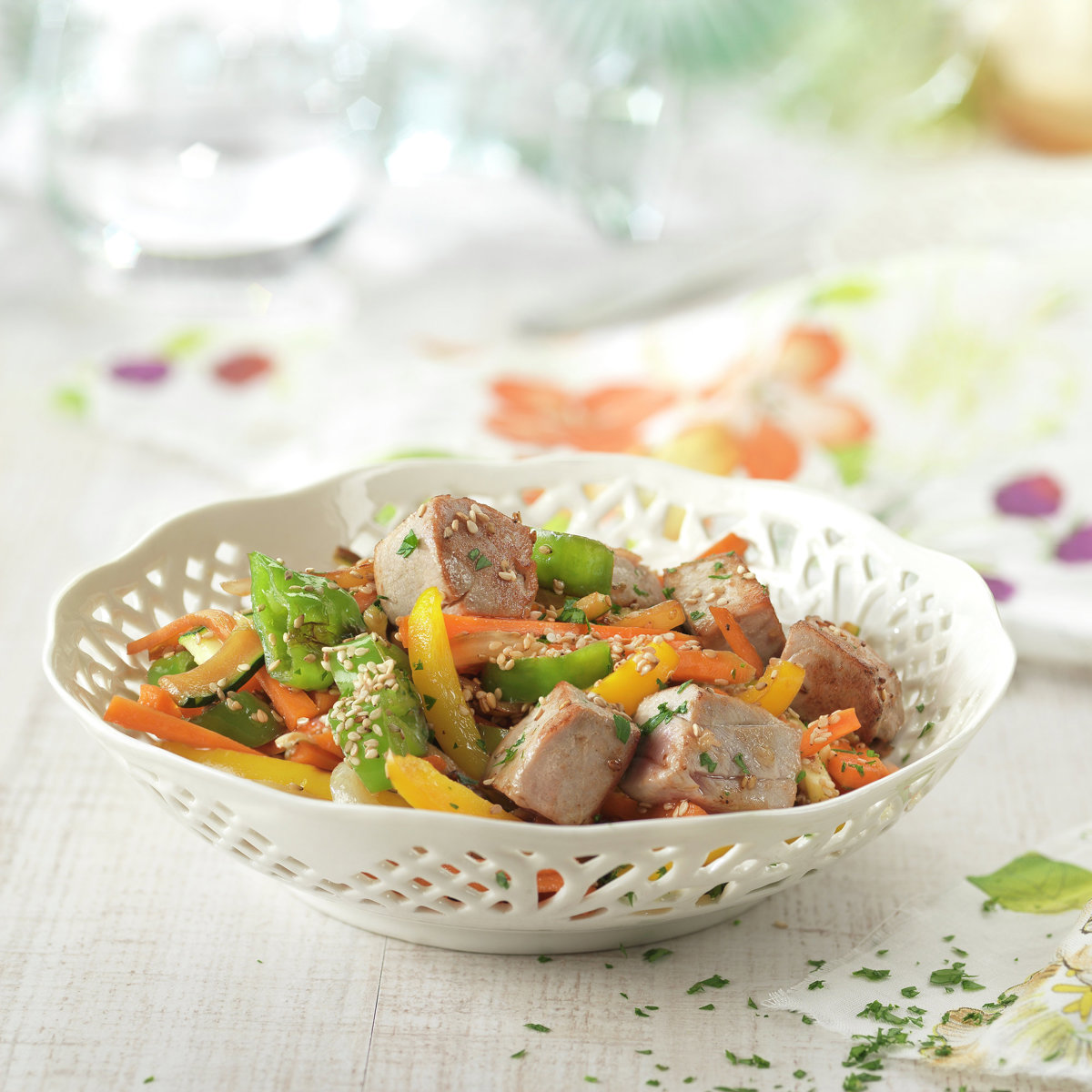 VERDURITAS SALTEADAS CON ATÚN.