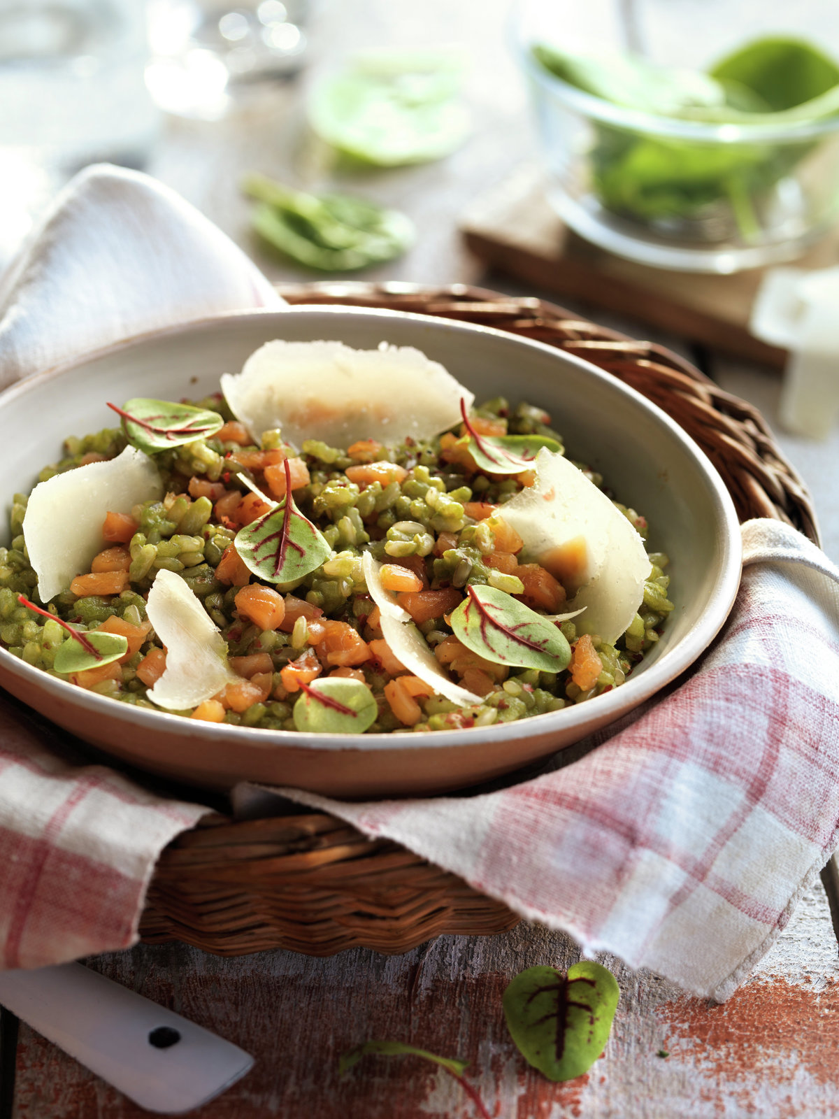 ARROZ CON ESPINACAS Y GUISANTES.