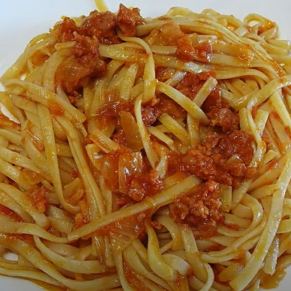 Pasta con picadillo de Soria