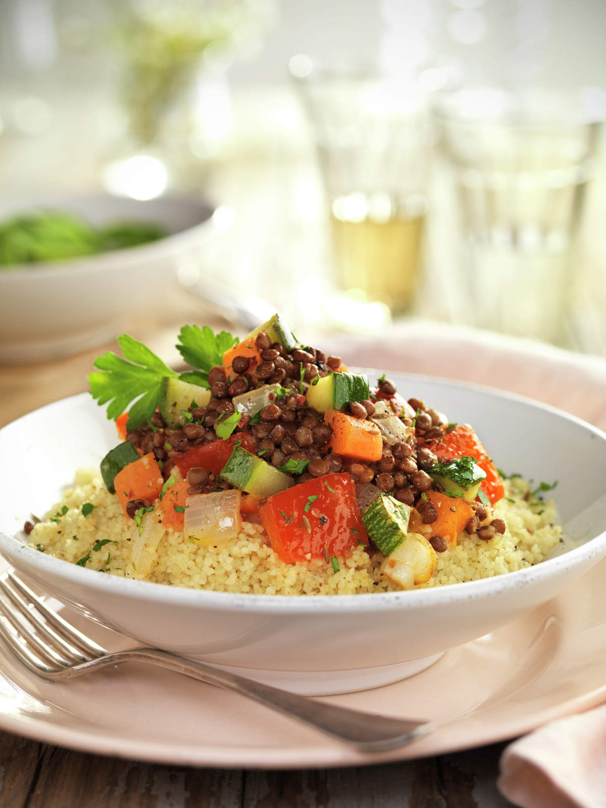 CUSCÚS DE VERDURAS CON SALTEADO DE LENTEJAS