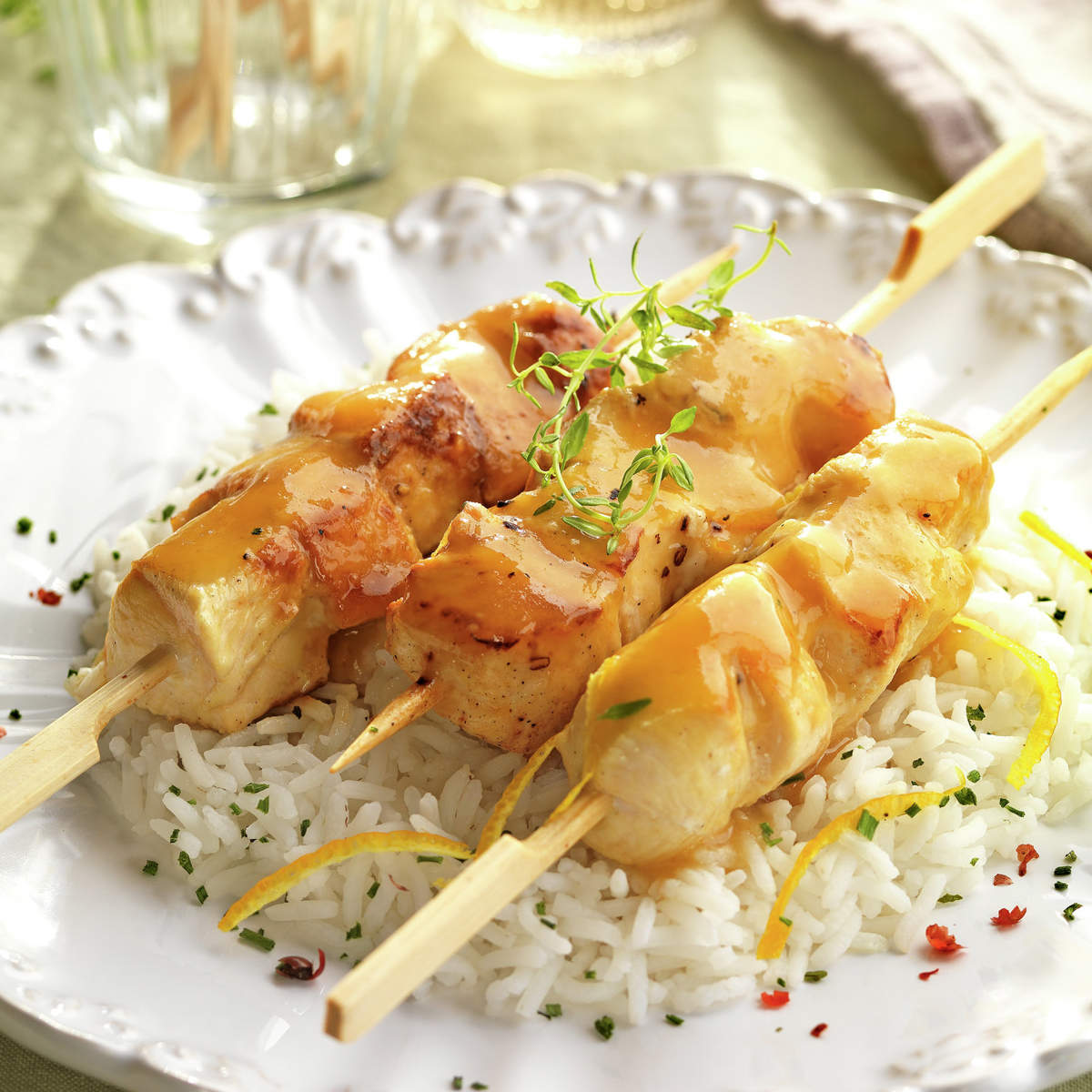 Brochetas de pollo a la naranja