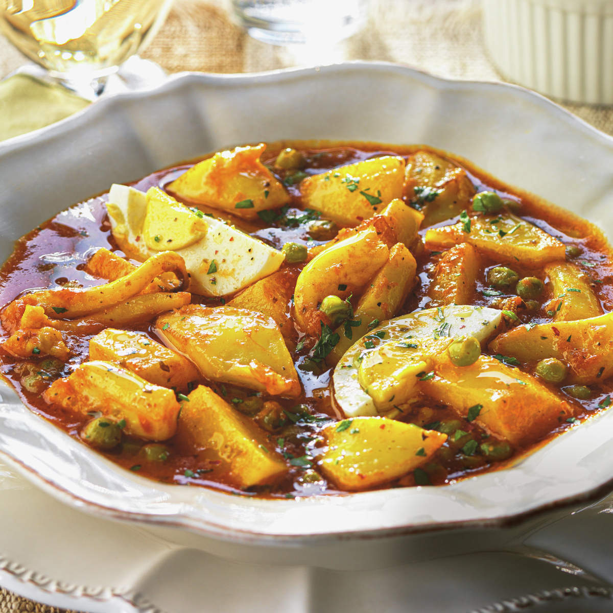 Guiso de sepia con patatas y guisantes