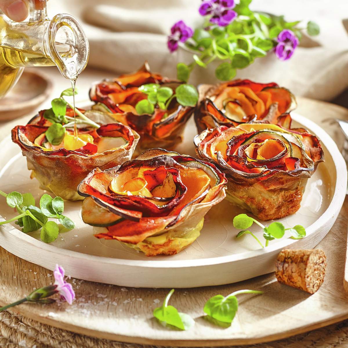 Flores de verduras al horno