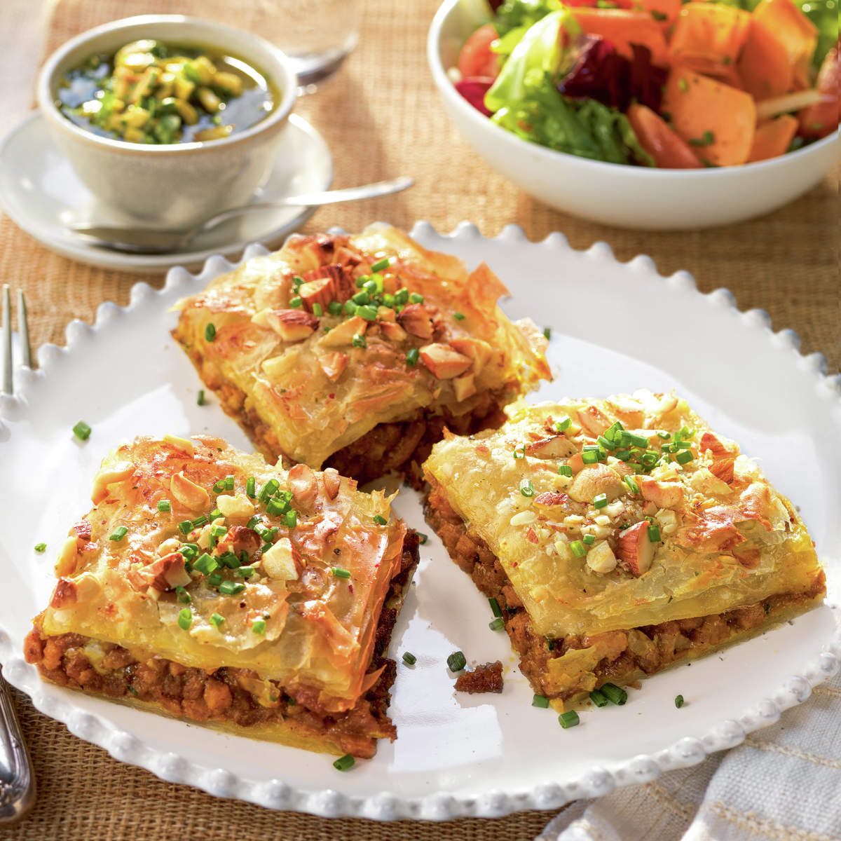 Pasteles de cordero con pasta filo