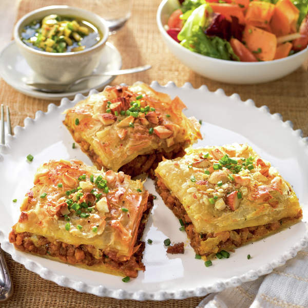 Pastelitos de cordero crujientes con pasta filo