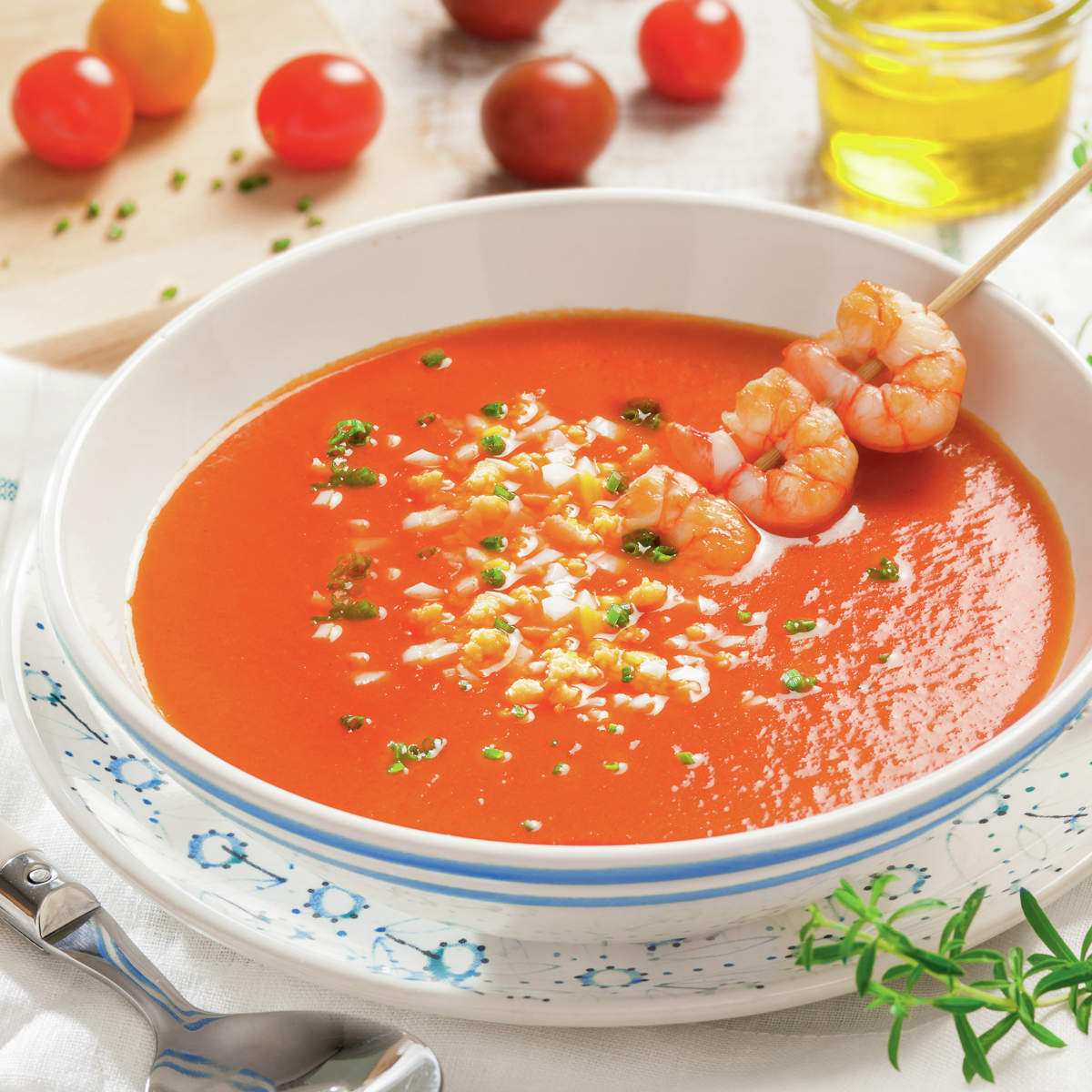 Salmorejo con gambas