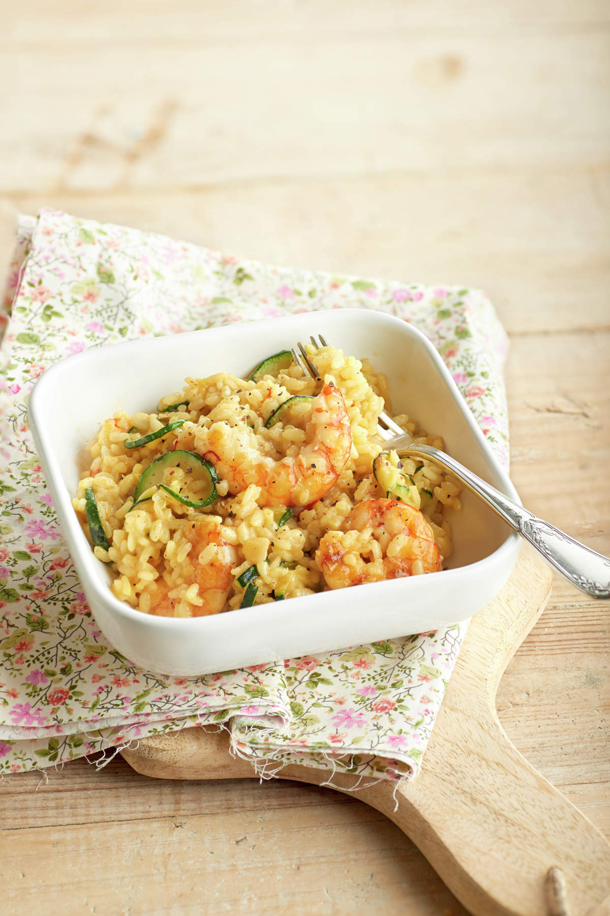 RISOTTO CON GAMBAS Y CALABACÍN.