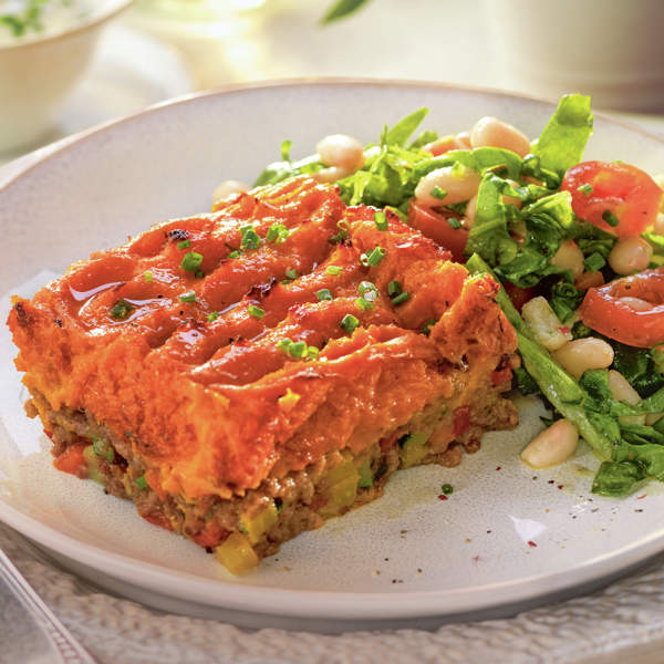 Pastel de verduritas y boloñesa de carne, ideal para llevar en el táper