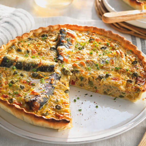 Quiche de sardinas en lata con verduritas, saludable y rica