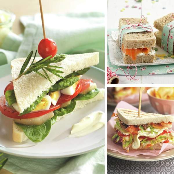 3 sándwiches de pan de molde ligeros
