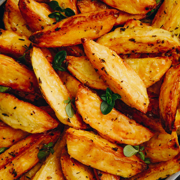 Patatas al horno con salsa de ajo y perejil