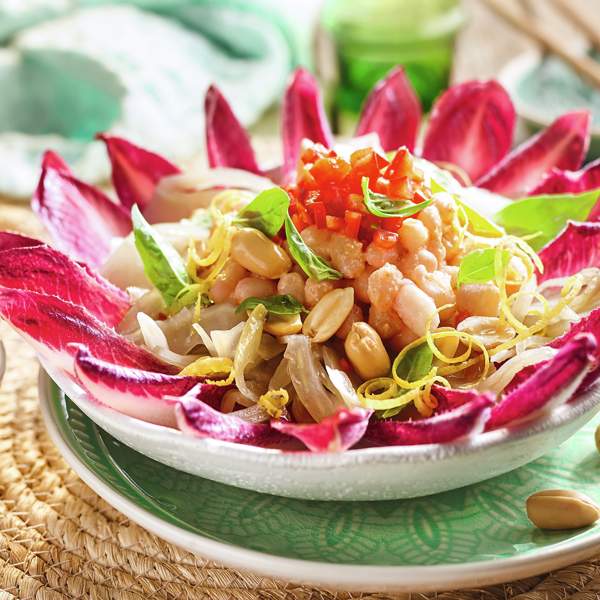 Ensalada de hinojo, pimiento rojo y judías blancas