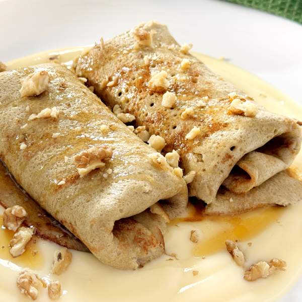 Crepes de avena, plátano y manzana