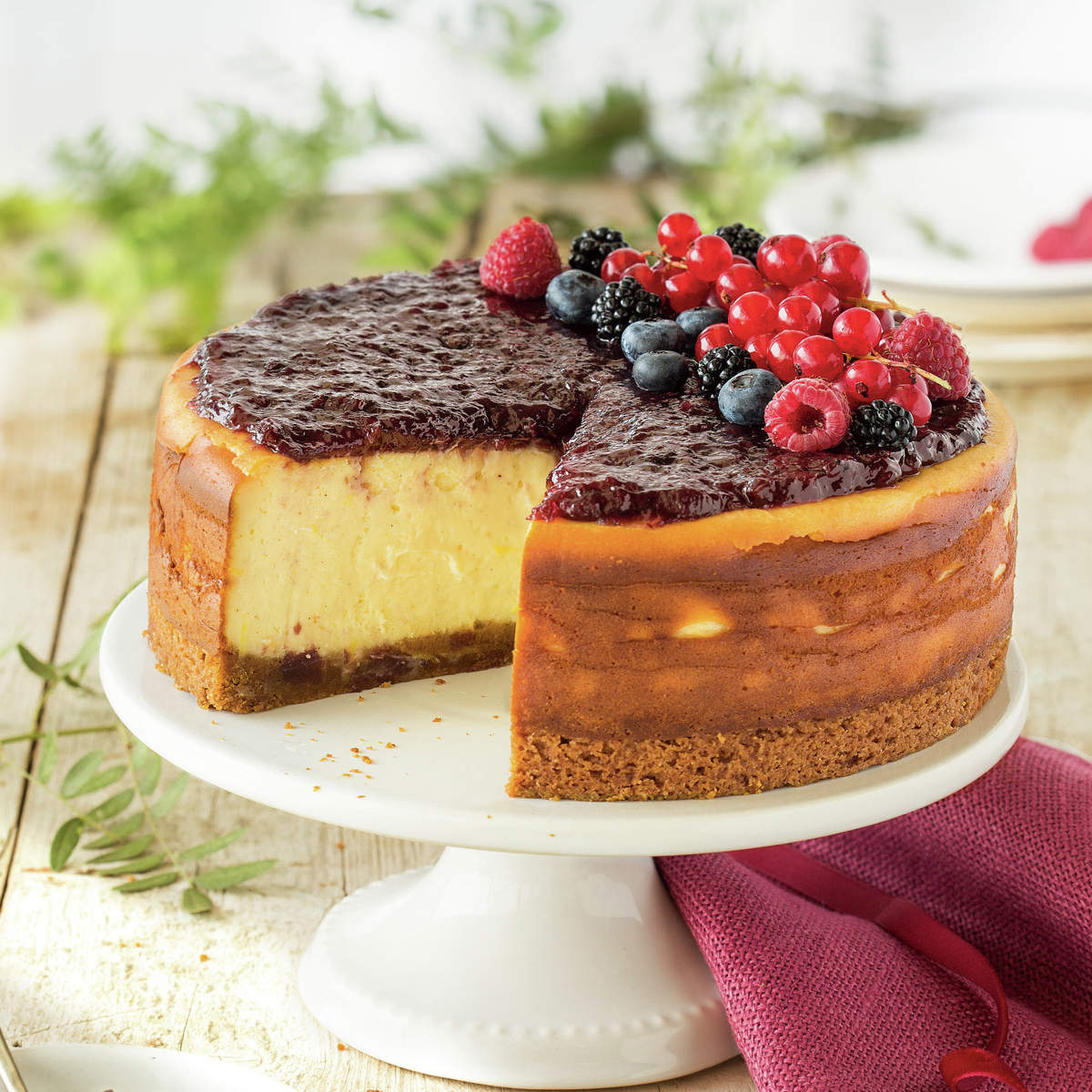 Tarta de queso con arándanos