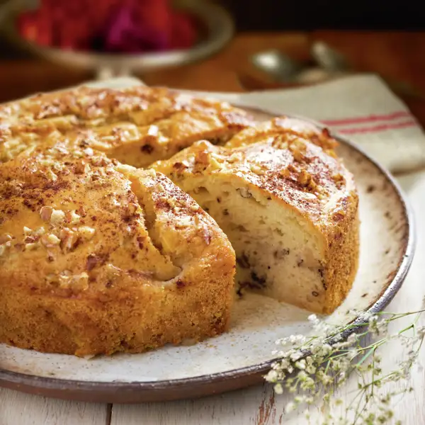 Tarta de plátano y nueces