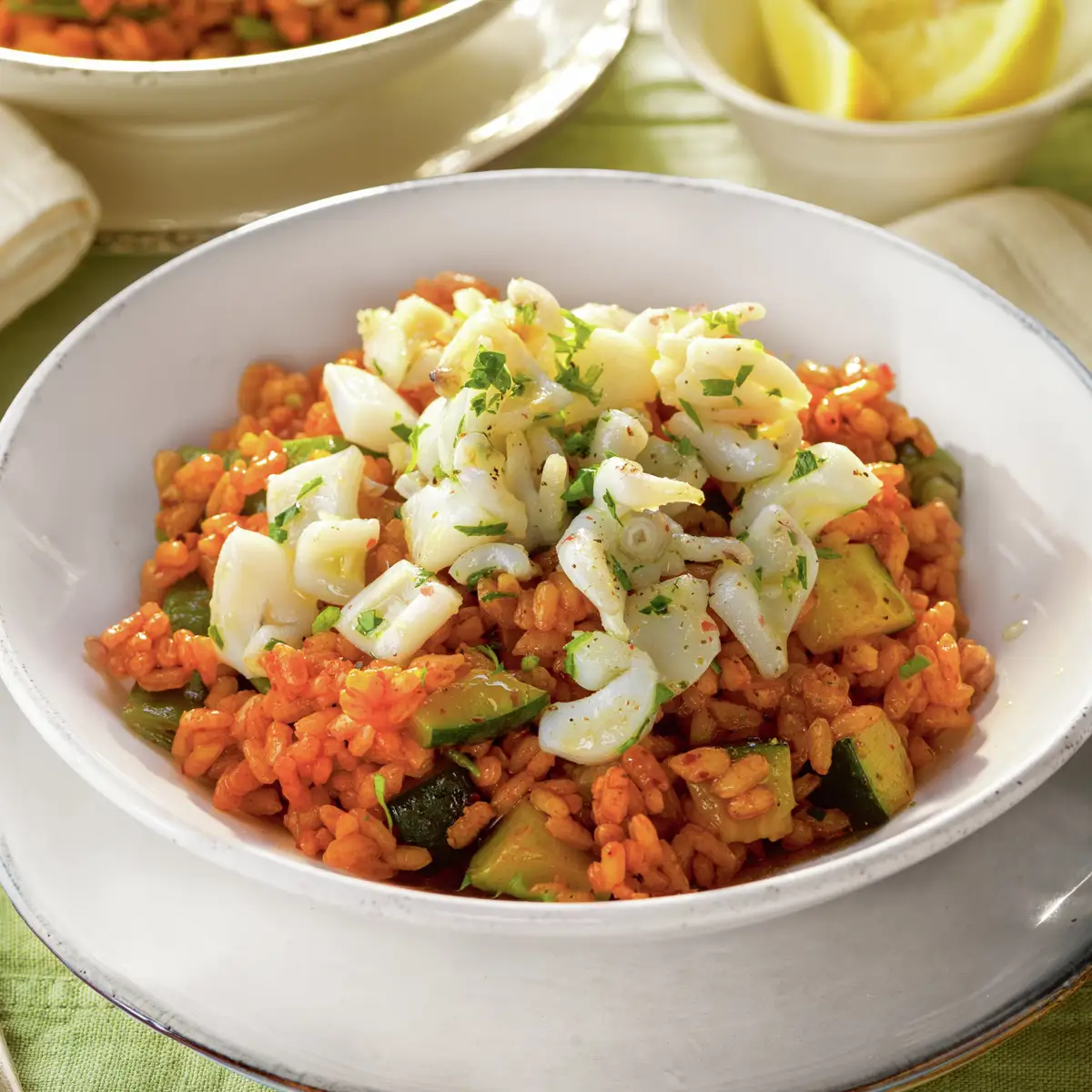 Arroz con sepia crujiente