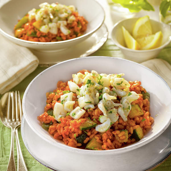 Arroz con sepia crujiente