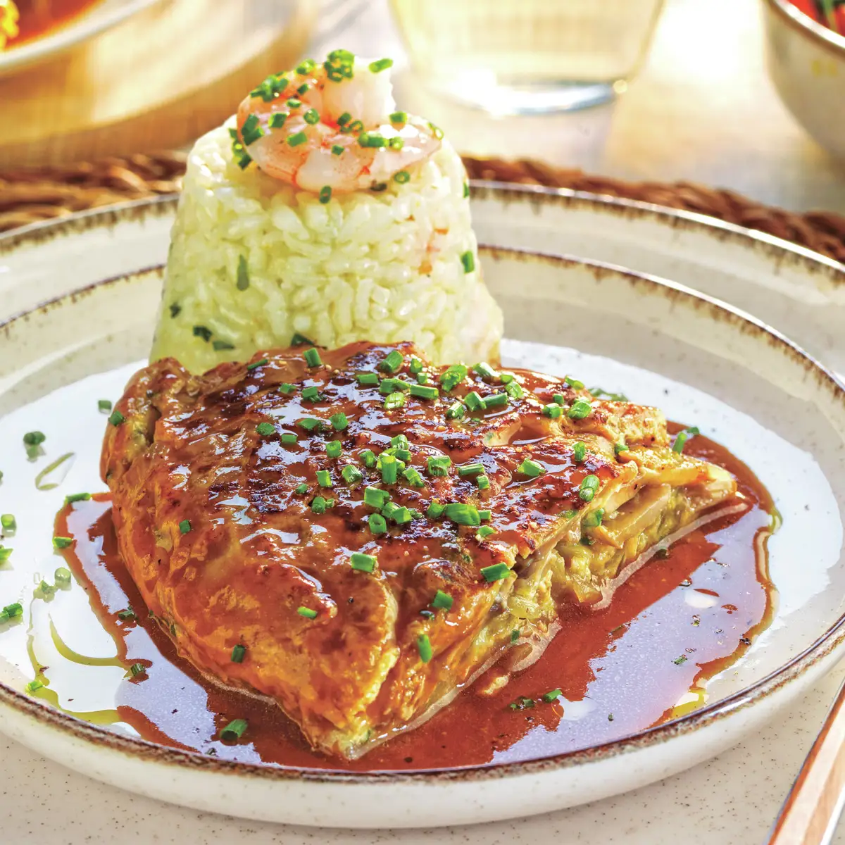 Tortilla de setas en salsa 