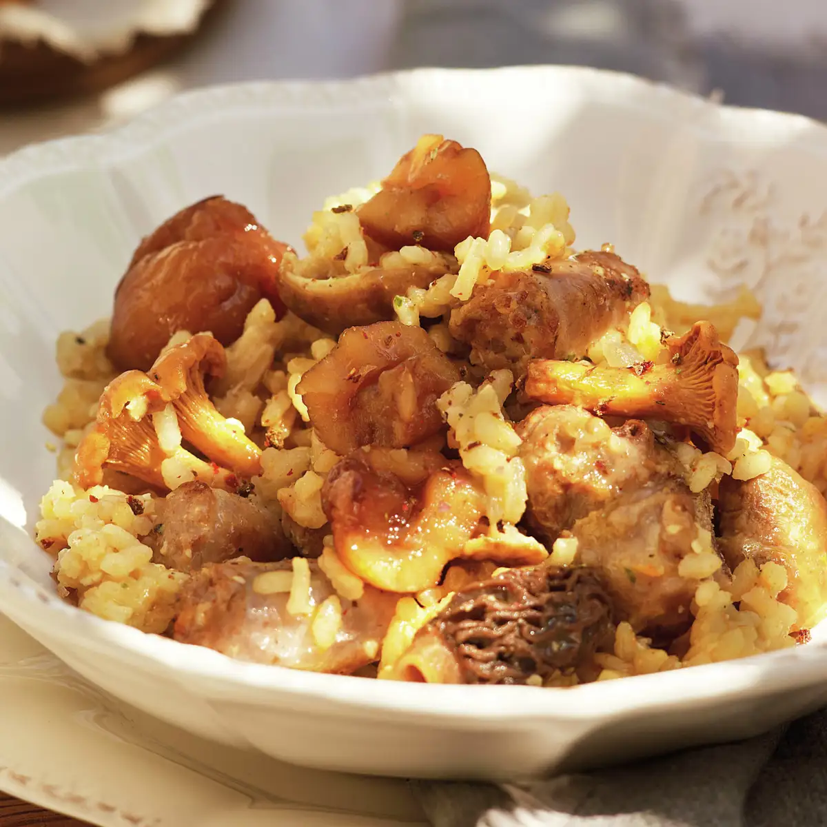 Arroz de otoño con setas y castañas