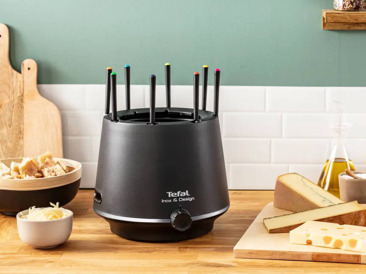 Tefal Thermorespect Inox & Design, fondue con 8 tenedores